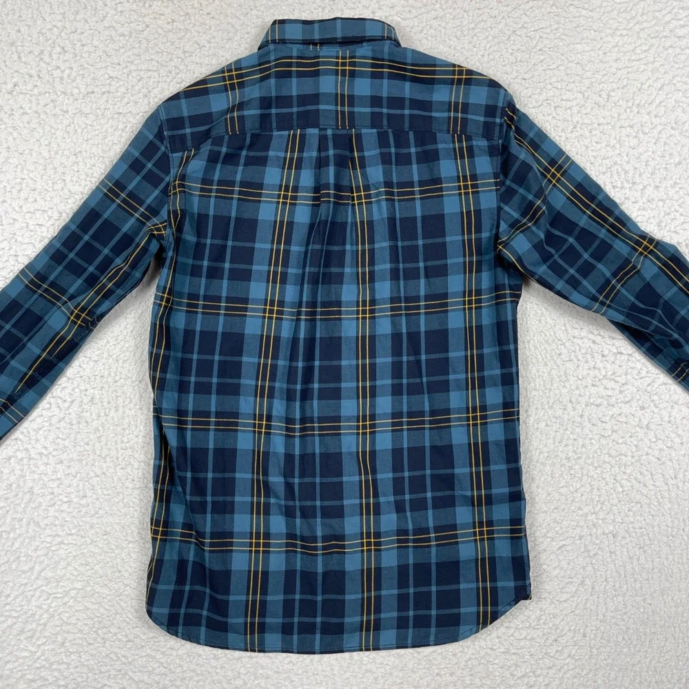 The North Face Button Down Shirt Mens Small Blue Plaid Long Sleeve Outdoor Hike